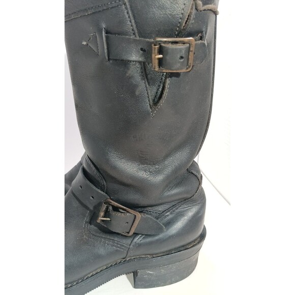 Chippewa Engineer Boots Black Steel Toe Vibram Frye Men’s 6D Women’s 8 Vintage - Picture 6 of 16